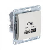Glossa Молочный USB Розетка A + тип-C 45W высокоскор.заряд. QC PD | GSL000929 | SE - артикул GSL000929