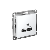 AtlasDesign Лотос USB Розетка А+С, 5В/2,4 А, 2х5В/1,2 А, механизм | ATN001339 | Systeme Electric - артикул ATN001339