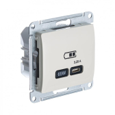 Glossa Молочный USB Розетка тип-C 65W высокоскор.заряд. QC PD | GSL000927 | SE - артикул GSL000927