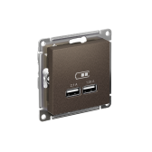 AtlasDesign Мокко Розетка USB, 5В, 1 порт x 2,1 А, 2 порта х 1,05 А, механизм | ATN000633 | SE - артикул ATN000633
