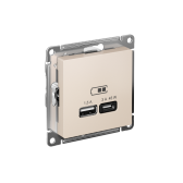 AtlasDesign Бежевый USB Розетка A + тип-C 45W высокоскоростной заряд QC PD | ATN000229 | SE - артикул ATN000229