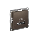 AtlasDesign Мокко USB Розетка A + тип-C 45W высокоскоростной заряд QC PD | ATN000629 | SE - артикул ATN000629