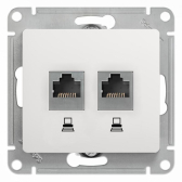 Glossa Белый Розетка 2-ая компьютерная RJ45+RJ45, кат.5E | GSL000185KK | SE - артикул GSL000185KK