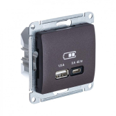 Glossa Шоколад USB Розетка A + тип-C 45W высокоскор.заряд. QC PD | GSL000829 | SE - артикул GSL000829