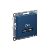 ATLASDESIGN USB РОЗЕТКА тип-C 65Вт высокоскор.заряд. QC,PD, механизм, АКВАМАРИН - артикул ATN001127