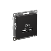 AtlasDesign Карбон USB Розетка A+С, 5В/2,4А, 2х5В/1,2 А, механизм | ATN001039 | SE - артикул ATN001039
