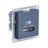 ATLASDESIGN USB РОЗЕТКА A + тип-C 45W высокоскор.заряд. QC,PD, механизм, ГРИФЕЛЬ - артикул ATN000729