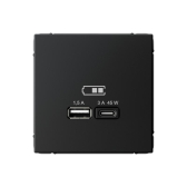 ArtGallery Карбон Розетка USB A + тип-C 45Вт высокоскор.заряд. QC, PD, механизм - артикул GAL001029