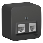 Blanca Антрацит О/У с изолирующей пластиной Розетка 2-ая ТЛФ/КОМП, RJ45+RJ11, кат.5E | BLNIA045116 | SE - артикул BLNIA045116