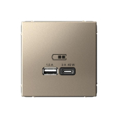 ArtGallery Шампань Розетка USB A + тип-C 45Вт высокоскор.заряд. QC, PD, механизм - артикул GAL000529