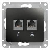 GLOSSA Розетка двойная RJ11+RJ45 категория 5E антрацит в рамку - артикул GSL000785