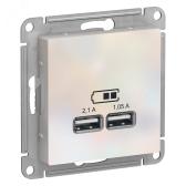 Розетка ATLASDESIGN USB 5В 1 порт x 2,1 А 2 порта х 1,05 А механизм жемчуг - артикул ATN000433