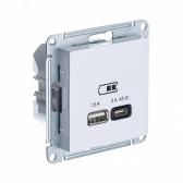 ATLASDESIGN USB РОЗЕТКА A + тип-C 45W высокоскор.заряд. QC, PD, механизм, БЕЛЫЙ - артикул ATN000129