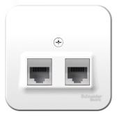 Розетка BLANCA наружная двойная компьютерная RJ45+телефонная RJ11, кат.5e, с изолирующей пластиной, белый - артикул BLNIA045111