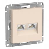Розетка ATLASDESIGN двойная компьютерная RJ45+RJ45 категория 5E механизм бежевый - артикул ATN000285