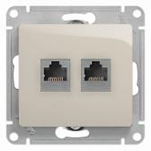 GLOSSA Розетка двойная RJ11+RJ45 категория 5E механизм молочный - артикул GSL000985