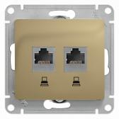 Розетка Glossa двойная компьютерная RJ45 + RJ45 кат.5E механизм титан - артикул GSL000485KK