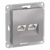 Розетка ATLASDESIGN двойная компьютерная RJ45+RJ45 категория 5E механизм алюминий - артикул ATN000385