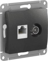 GLOSSA РОЗЕТКА двойная ТВ + компьютерная RJ45, кат. 5Е, АНТРАЦИТ - артикул GSL000789