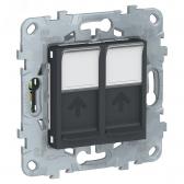 Розетка UNICA NEW компьютерная RJ45 двойная категория 5е UTP антрацит - артикул NU542054