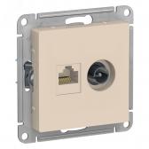 Розетка ATLASDESIGN двойная компьютерная+ТВ RJ45+TV категория 5E механизм бежевый - артикул ATN000289