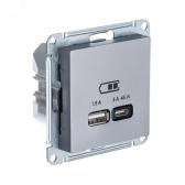ATLASDESIGN USB РОЗЕТКА A + тип-C 45W высокоскор.заряд. QC, PD, механизм, СТАЛЬ - артикул ATN000929