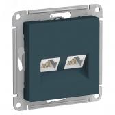 Розетка ATLASDESIGN двойная компьютерная RJ45+RJ45 категория 5E механизм изумруд - артикул ATN000885