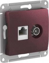 GLOSSA РОЗЕТКА двойная ТВ + компьютерная RJ45, кат. 5Е, БАКЛАЖАНОВЫЙ - артикул GSL001189