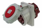 Розетка встраиваемая наклонная 63A/400V/3P+N+E/IP67, фланец 106x110 - артикул CA209