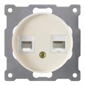 Розетка двойная телефон/компьютер RJ11/RJ45 кат.5e, цвет бежевый (серия Florence) - артикул 1E20801301