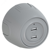 Розетка USB двойная  Rotondo, с подсветкой, цвет серый - артикул 7700899