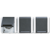 Тройная горизонтальная SCHUKO-розетка 16A 250V ~; для накладного монтажа IP44| 8230W |Jung - артикул 8230W