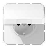 Штепсельная розетка SCHUKO 16А / 250В с подпружиненной откидной крышкой, пружинные зажимы; термопласт; белый; CD500 - артикул CD1520BFKLWW