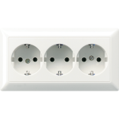 Штепсельная розетка SCHUKO 16A 250V~ тройная, полная плата; белая - артикул AS523WW