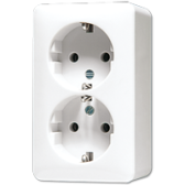 SCHUKO®-розетка 16 A / 250 B, двойная, накладной монтаж; дюропласт; белый; AP600 - артикул 6020AWW