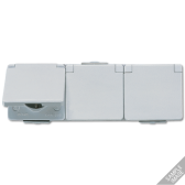 Штепсельная розетка SCHUKO для накладного монтажа тройная горизонтальная IP44 - JUNG, артикул 623NAW