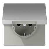 Штепсельная розетка SCHUKO 16A 250V~ с защитой от детей и откидной крышкой; алюминий - артикул AL1520KIKL