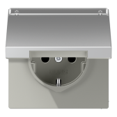 Штепсельная розетка SCHUKO 16A 250V~ с полем для надписи и откидной крышкой; алюминий - артикул AL1520NAKL