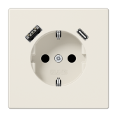 Розетка SCHUKO® с USB-зарядным устройством, тип A + тип С; термопласт; слоновая кость| LS1520-15CA |Jung - артикул LS1520-15CA