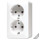 Штепсельная розетка SCHUKO для накладного монтажа, 16A 250V ~ сдвоенная; слоновая кость - артикул 6020KIA