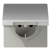 Штепсельная розетка SCHUKO 16А / 250В с подпружиненной откидной крышкой, пружинные зажимы, возможно IP44; металл; алюминий; Aluminium - артикул AL1520KL