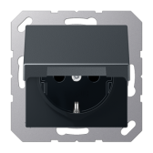 Штепсельная розетка SCHUKO 16А / 250В с подпружиненной откидной крышкой, возможно IP44, пружинные зажимы; термопласт; матовый антрацит; A500 - артикул A1520BFKLANM