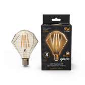 Лампа Filament Diamond 5W 450lm 2400К Е27 golden LED 1/20 | 147802005 | Gauss - артикул 147802005