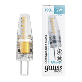 Лампа светодиодная Basic G4 12V 2W 190lm 4100K силикон LED 1/20/200 | 1159722 | Gauss - артикул 1159722