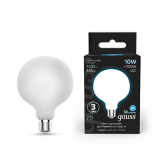 Лампа Filament G125 10W 1100lm 4100К Е27 milky LED 1/20 | 187202210 | Gauss - Gauss, артикул 187202210