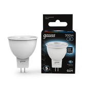 Лампа светодиодная LED 3 Вт 300 лм 4100К софит MR11 нейтральный GU4 AC 220В Black - Gauss, артикул 132517203