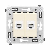 Avanti Телефонная розетка RJ-12 без шторки в стену двойная, Ванильная дымка - артикул 4405614