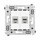 Avanti Компьютерная розетка RJ-45 без шторки в стену, кат.6А двойная экранированная,  Белое облако - артикул 4400774