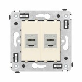 Avanti Компьютерная розетка RJ-45 без шторки в стену, кат.6 двойная экранированная,  Ванильная дымка - артикул 4405794