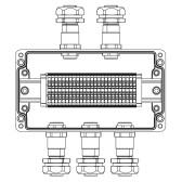 Взрывозащищенная клеммная коробка из полиэстера TBE-P-04-(25xHMM.2)-2xKAEPM2MHK-20(A)-3xKAEPM2MHK-20(C)1Ex e IIC Т5 Gb / Ex tb IIIC T95°C Db IP66 / ШЗ / КЗ - артикул 1231.041.22.11D